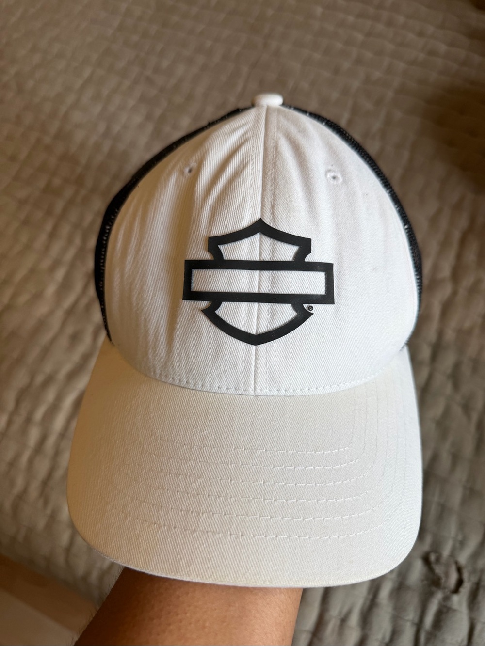 Harley-Davidson Motorcycles White Black Snapback Hat OSFM